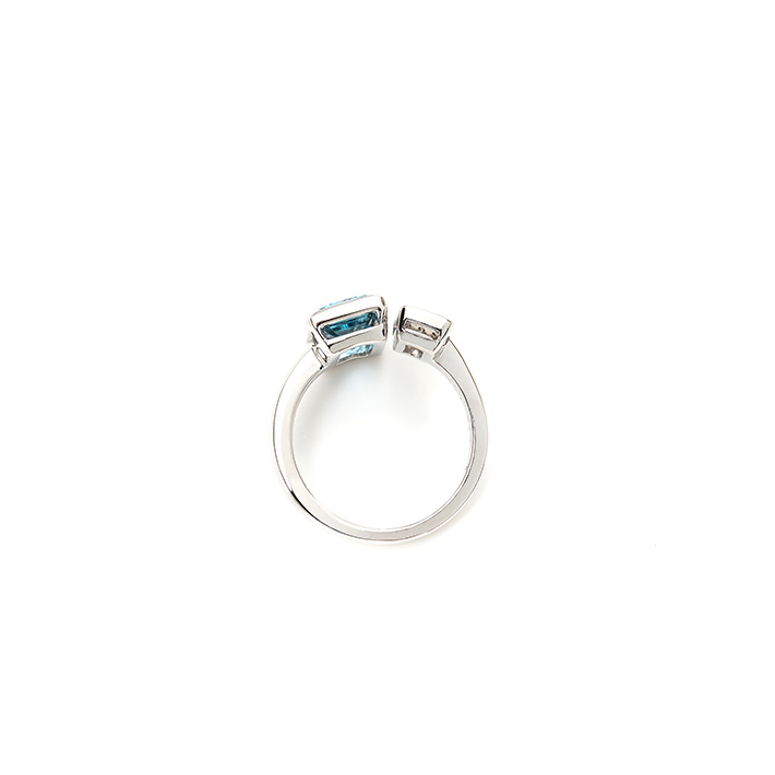 画像：Square double ring / Aquamarine3