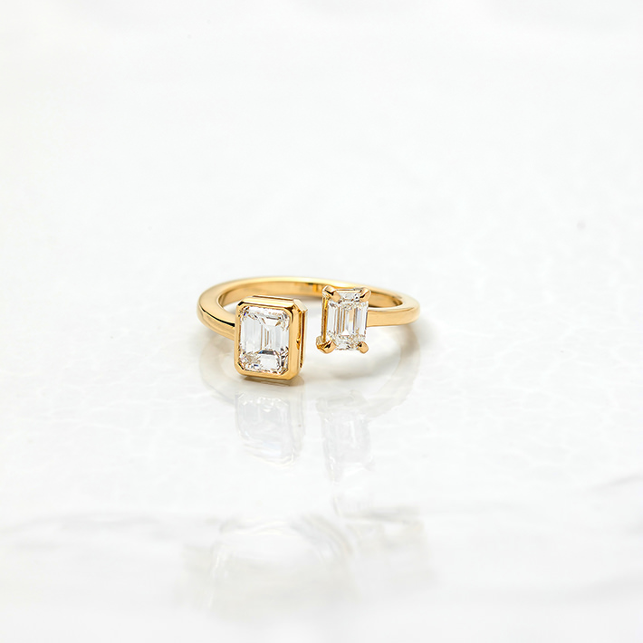 画像：Square double ring / Diamond