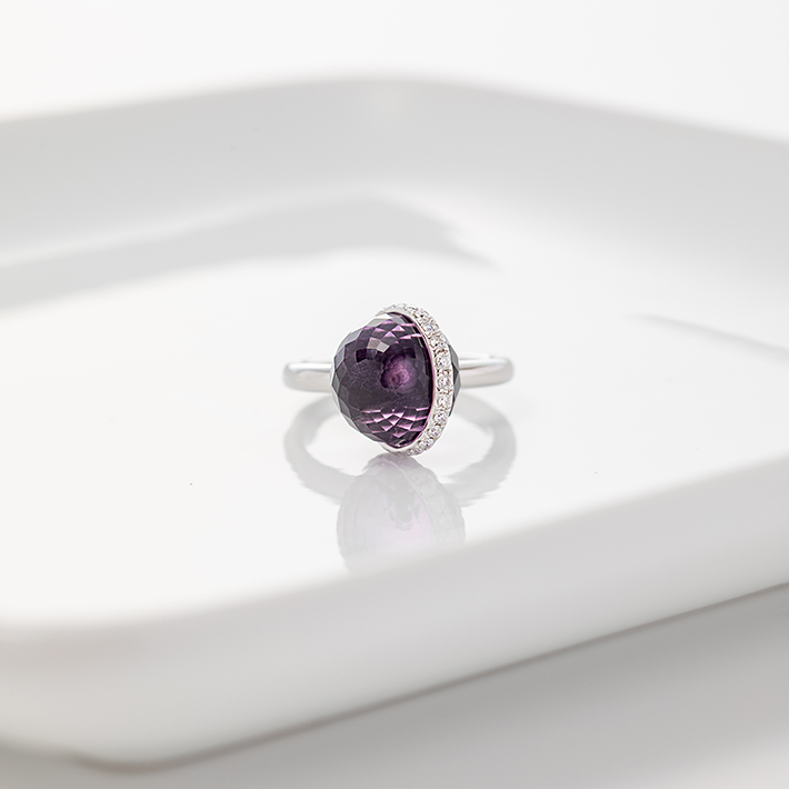 画像：Mirror ball ring Amethyst