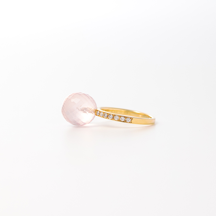 画像：Mirror ball ring Rose Quartz2